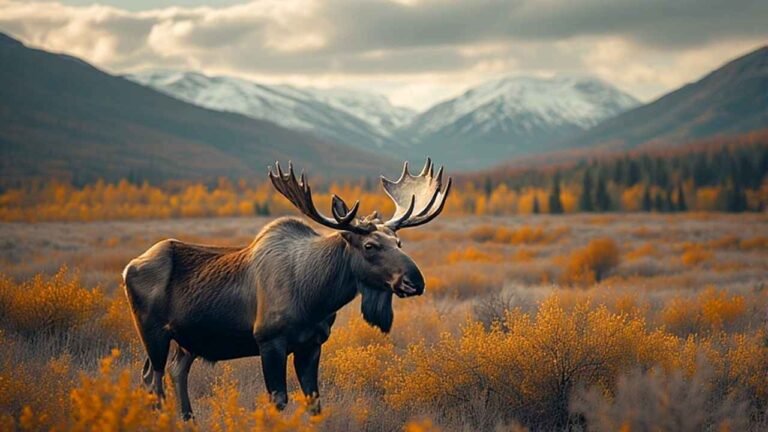 Alaska moose hunting season in autumn