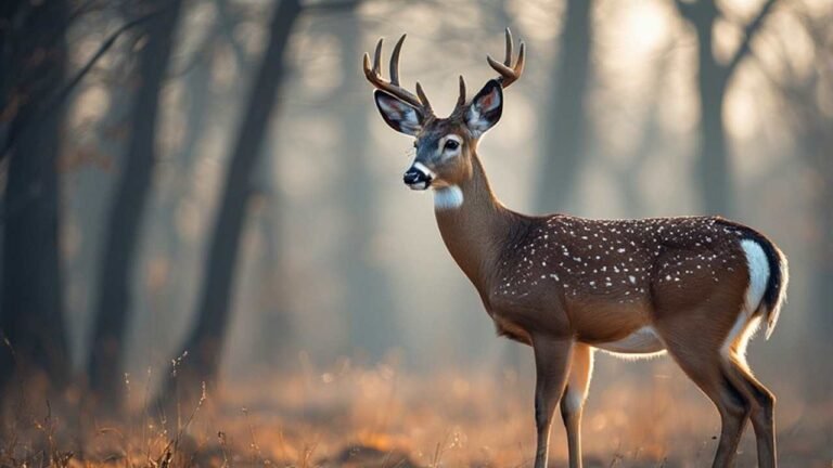 Kansas whitetail buck during muzzleloader season in timber habitat