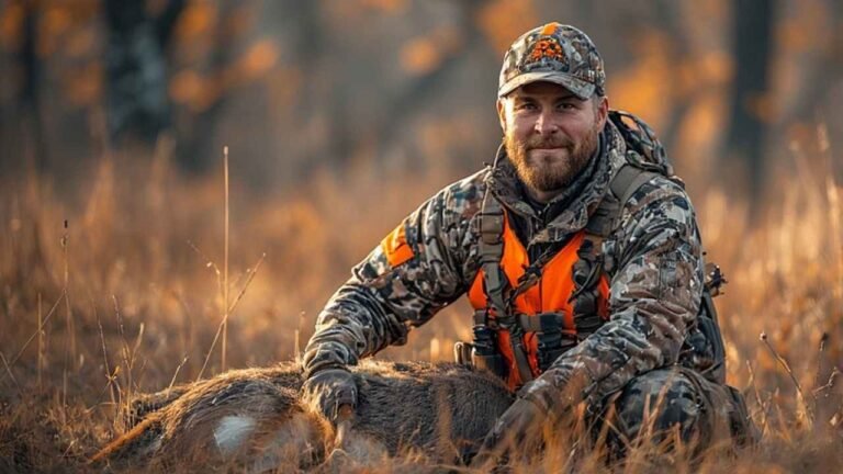 Mississippi white-tailed buck with legal antler spread measurement guide