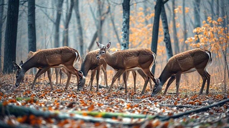 New York deer herd grazing in forest during archery season