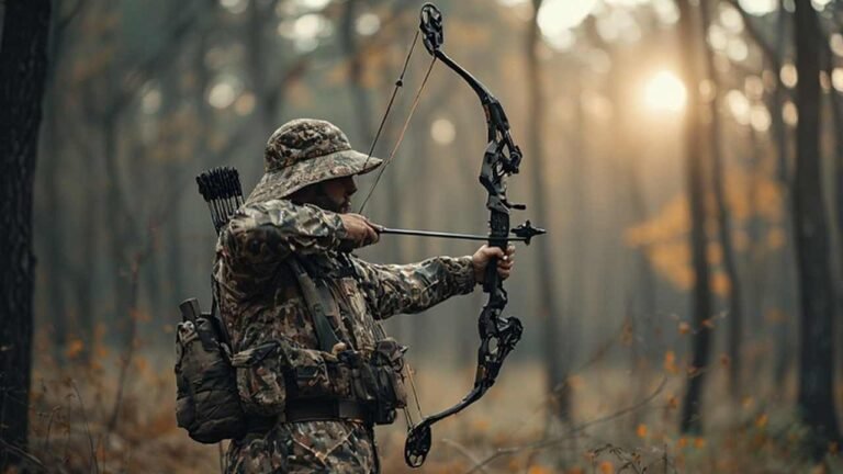 North Carolina deer hunter in woodland camouflage during archery season