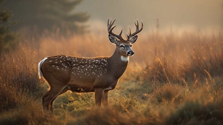 Oregon blacktail deer buck in coastal forest during fall hunting season