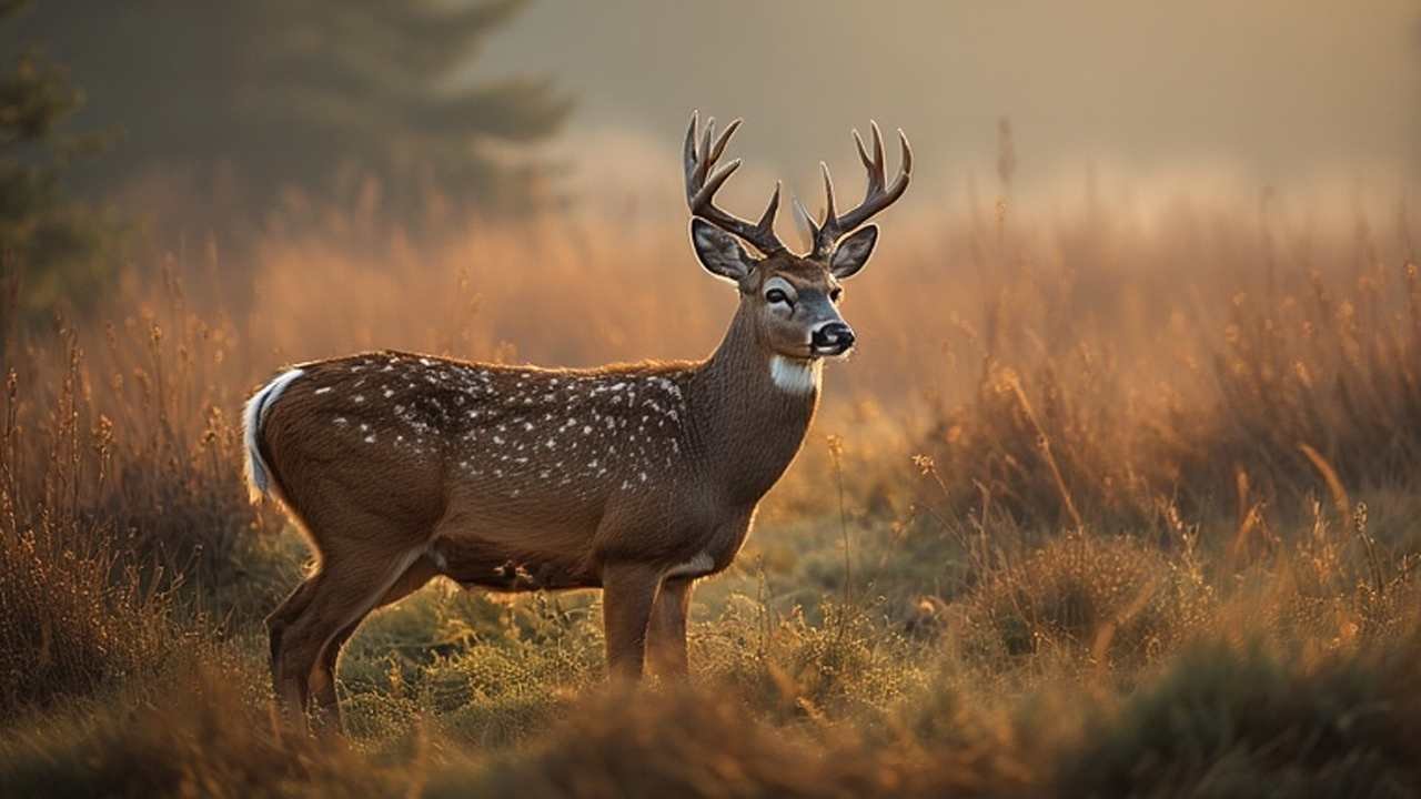 Oregon blacktail deer buck in coastal forest during fall hunting season