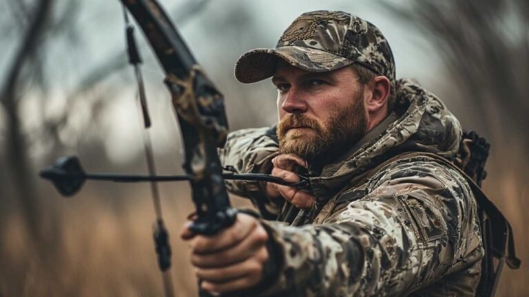 South Carolina deer hunter in camouflage with bow during archery season