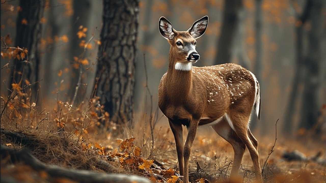 West Virginia whitetail deer in mountain forest during fall hunting season