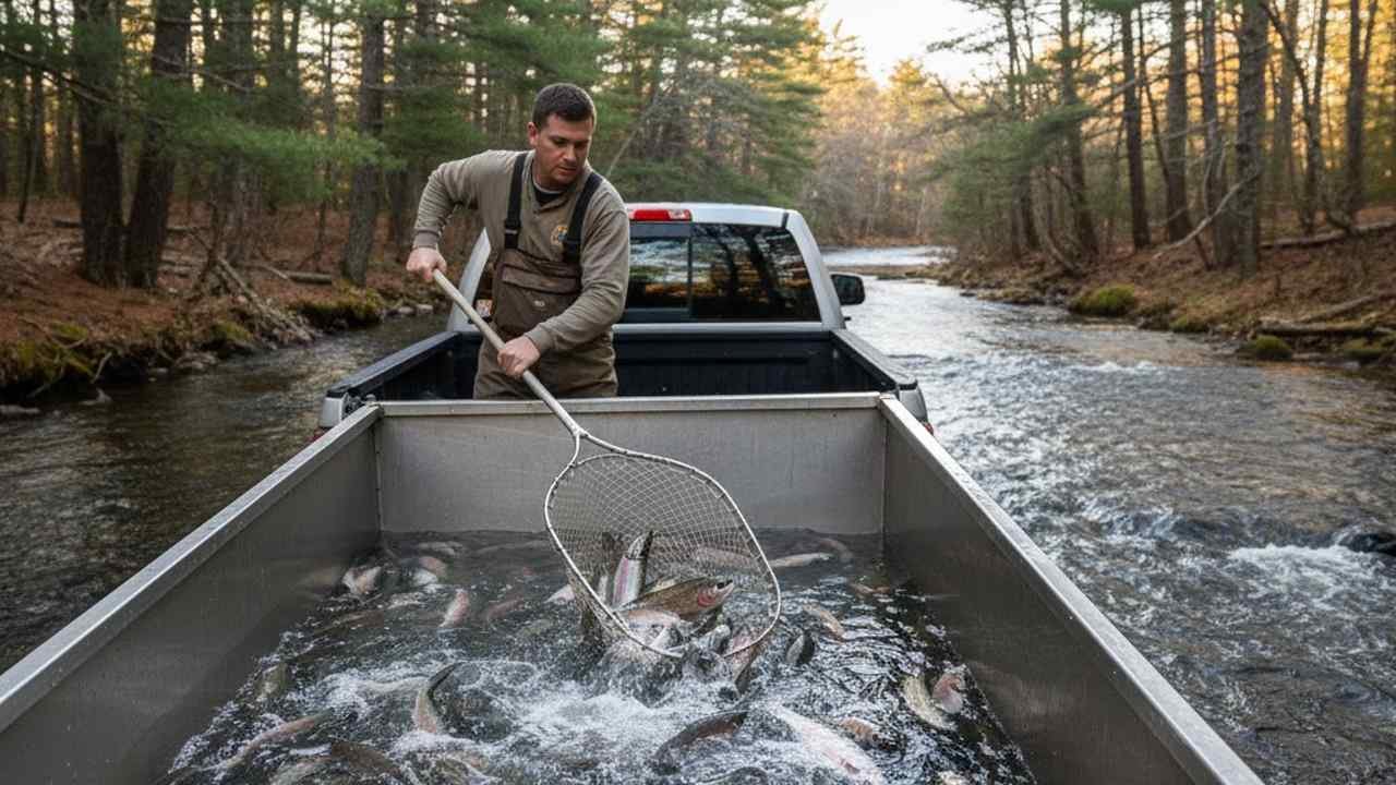 Freshly stocked rainbow trout from Massachusetts
