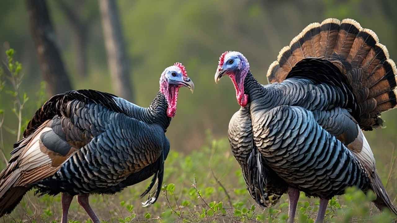 Florida Osceola turkey subspecies in natural habitat with palmetto vegetation