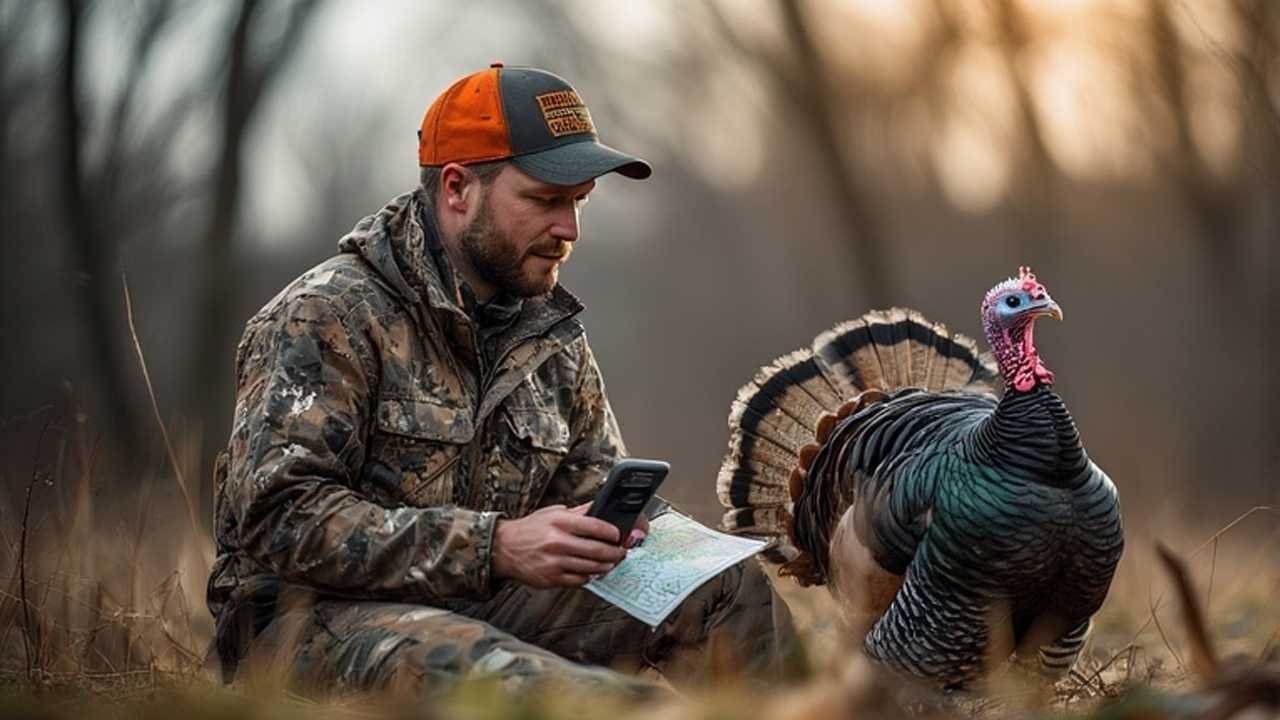 Nevada Hunter checking GPS and map while scouting turkey hunting area