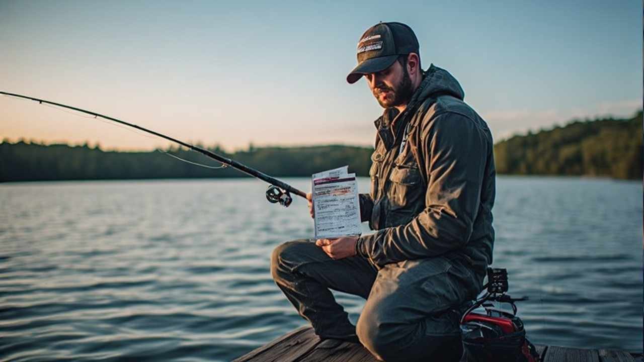 Angler fishing on Bull Shoals Lake Arkansas with valid fishing license