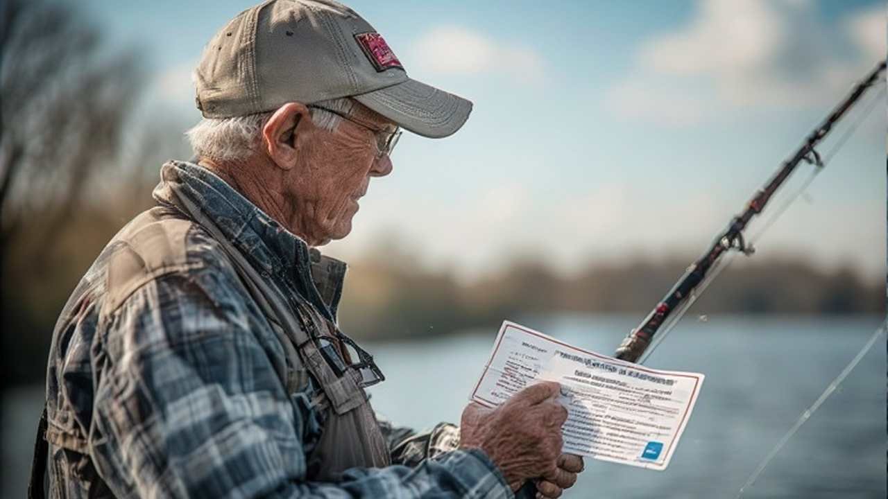 Angler fishing on Chesapeake Bay Maryland at sunrise with rod