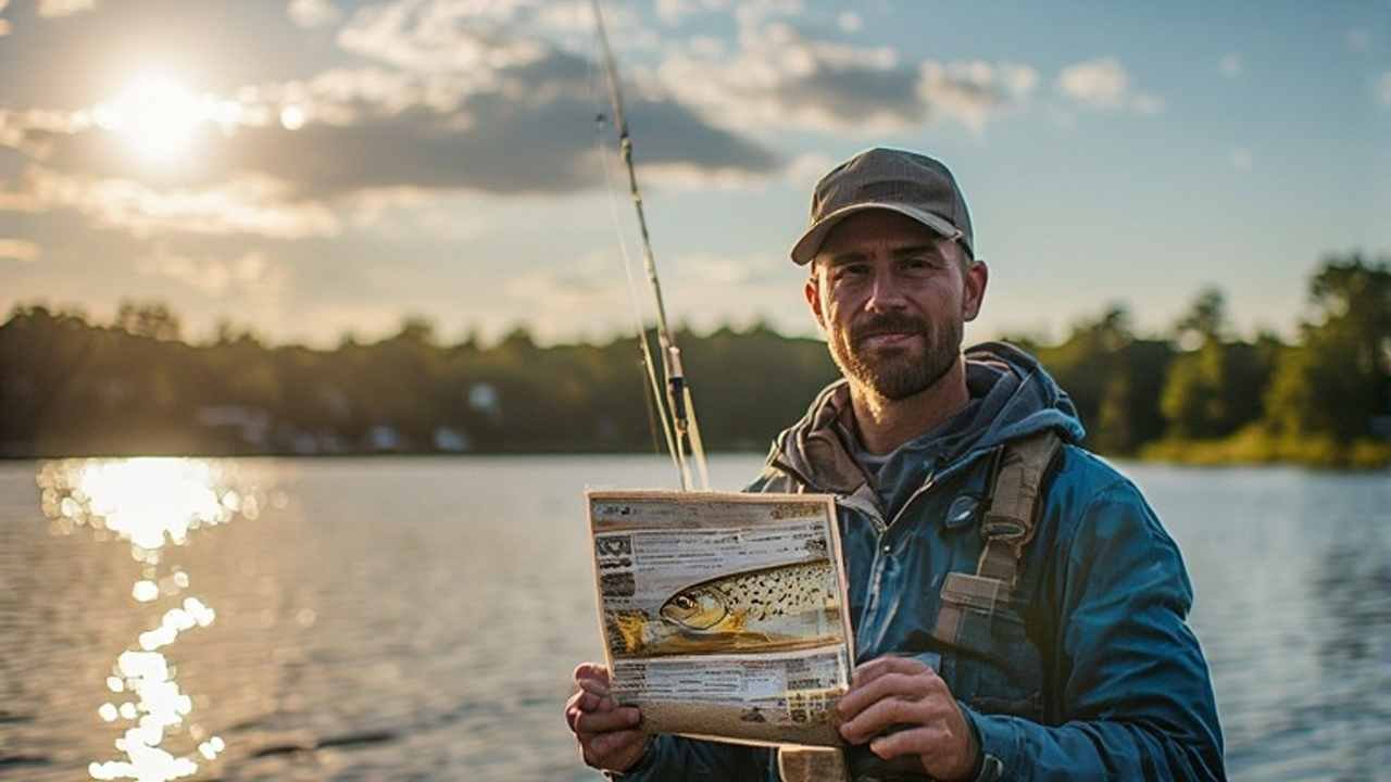 Angler holding a largemouth bass on a North Carolina inland lake with a valid fishing license