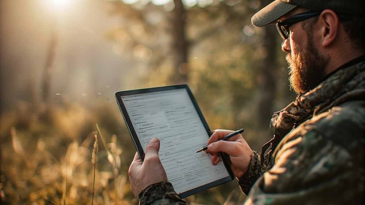 Hunter buying a Pennsylvania hunting license online for the upcoming season