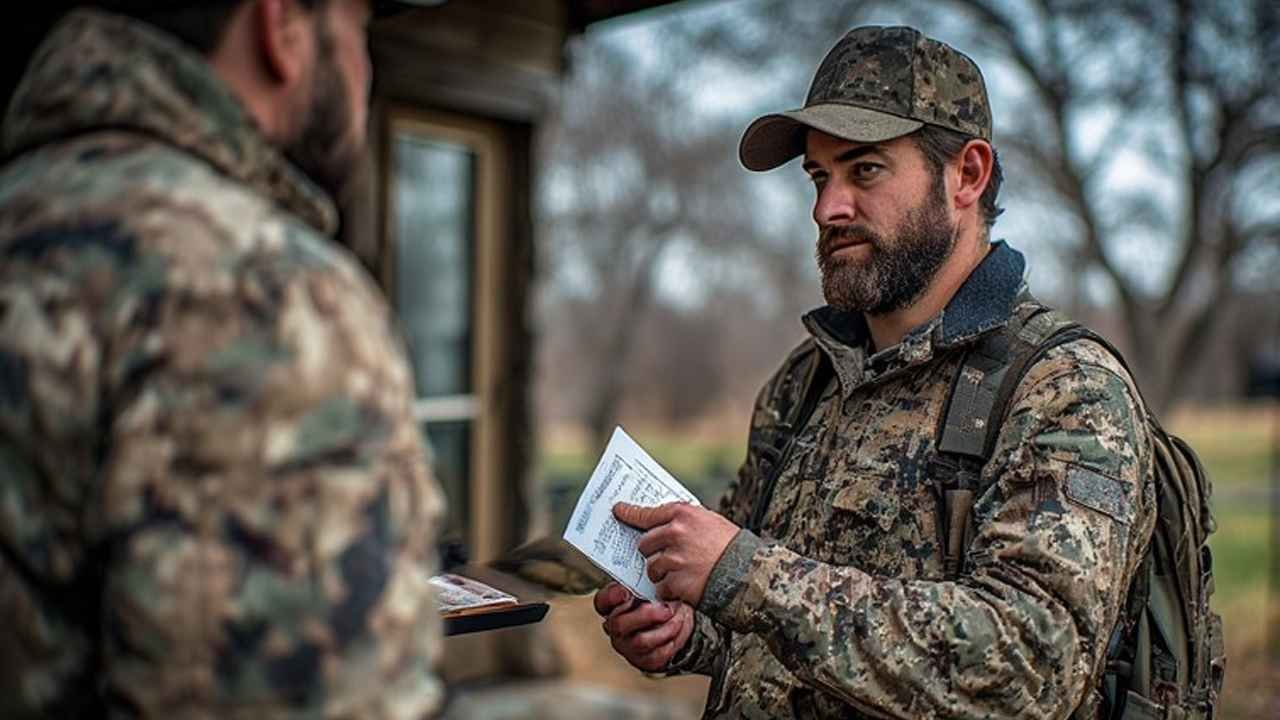 Hunter buying a Texas hunting license online before deer season