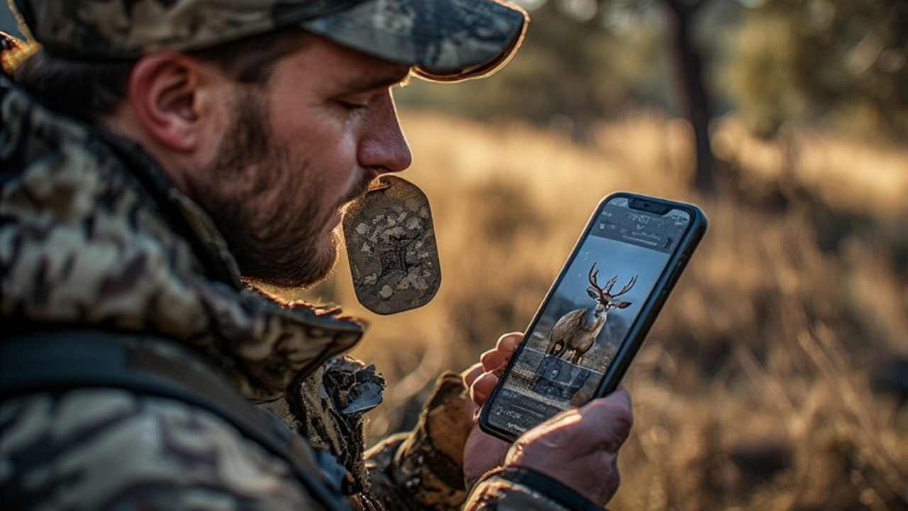 Hunter in California holding deer tag and hunting license