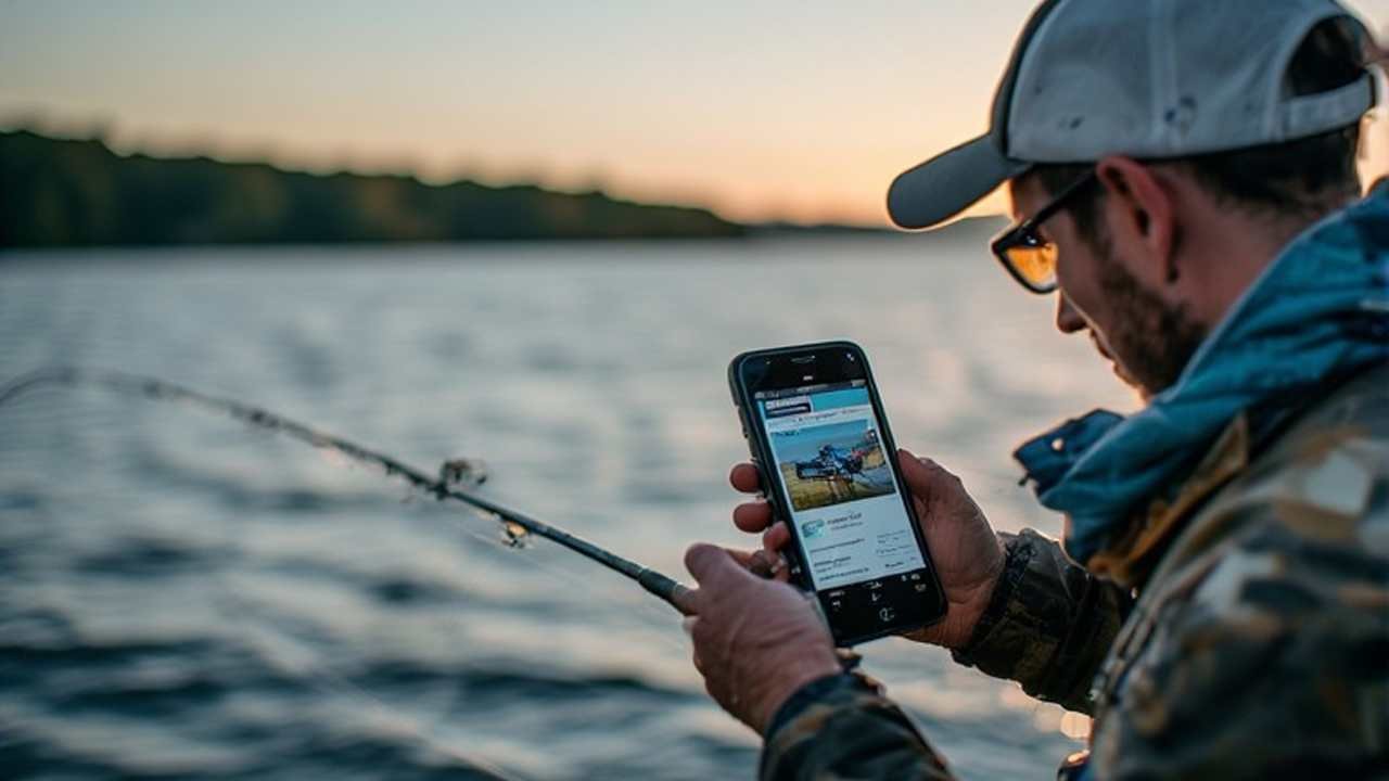 Man buying Missouri fishing license online