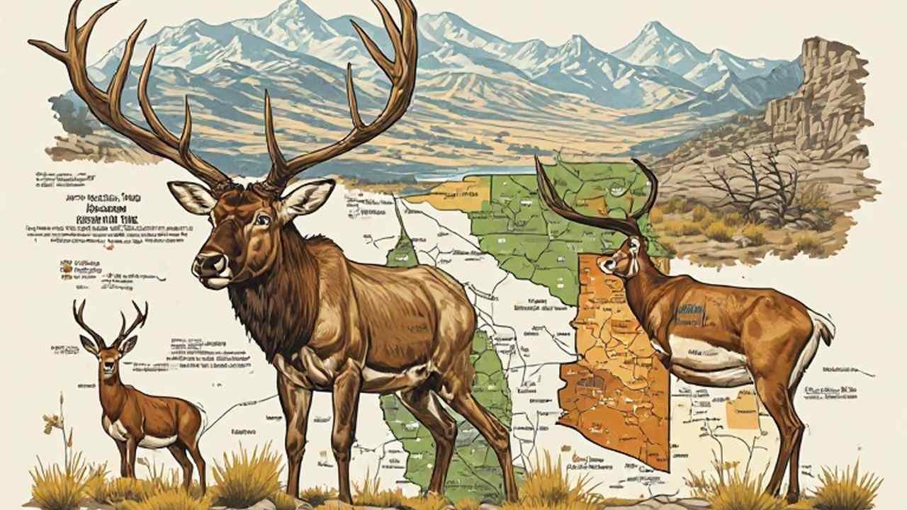 Diagram of Arizona hunt units with elk and pronghorn tags highlighted