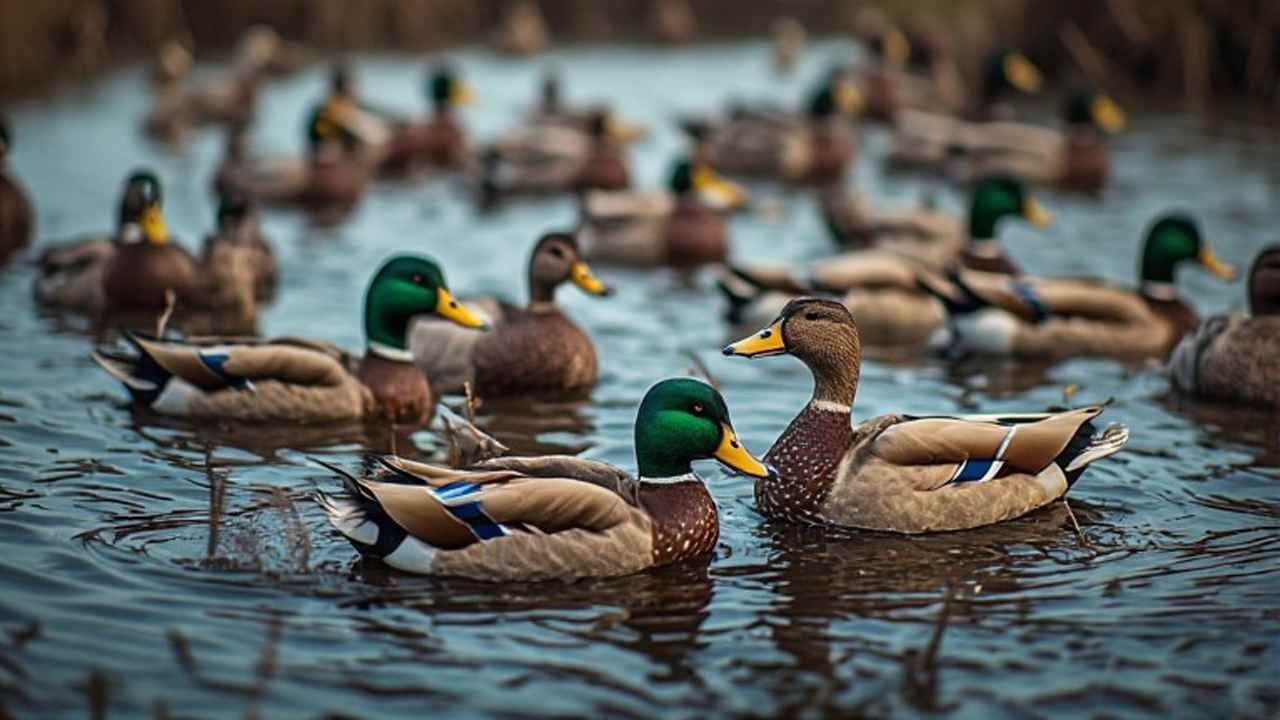 Hunters setting a decoy spread in flooded cypress timber during the Georgia duck season on the Altamaha WMA
