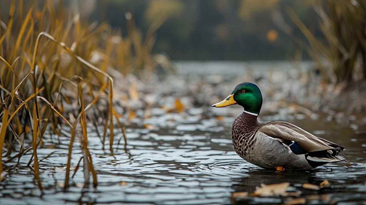 Illinois duck season hunters setting decoys in flooded timber at sunrise