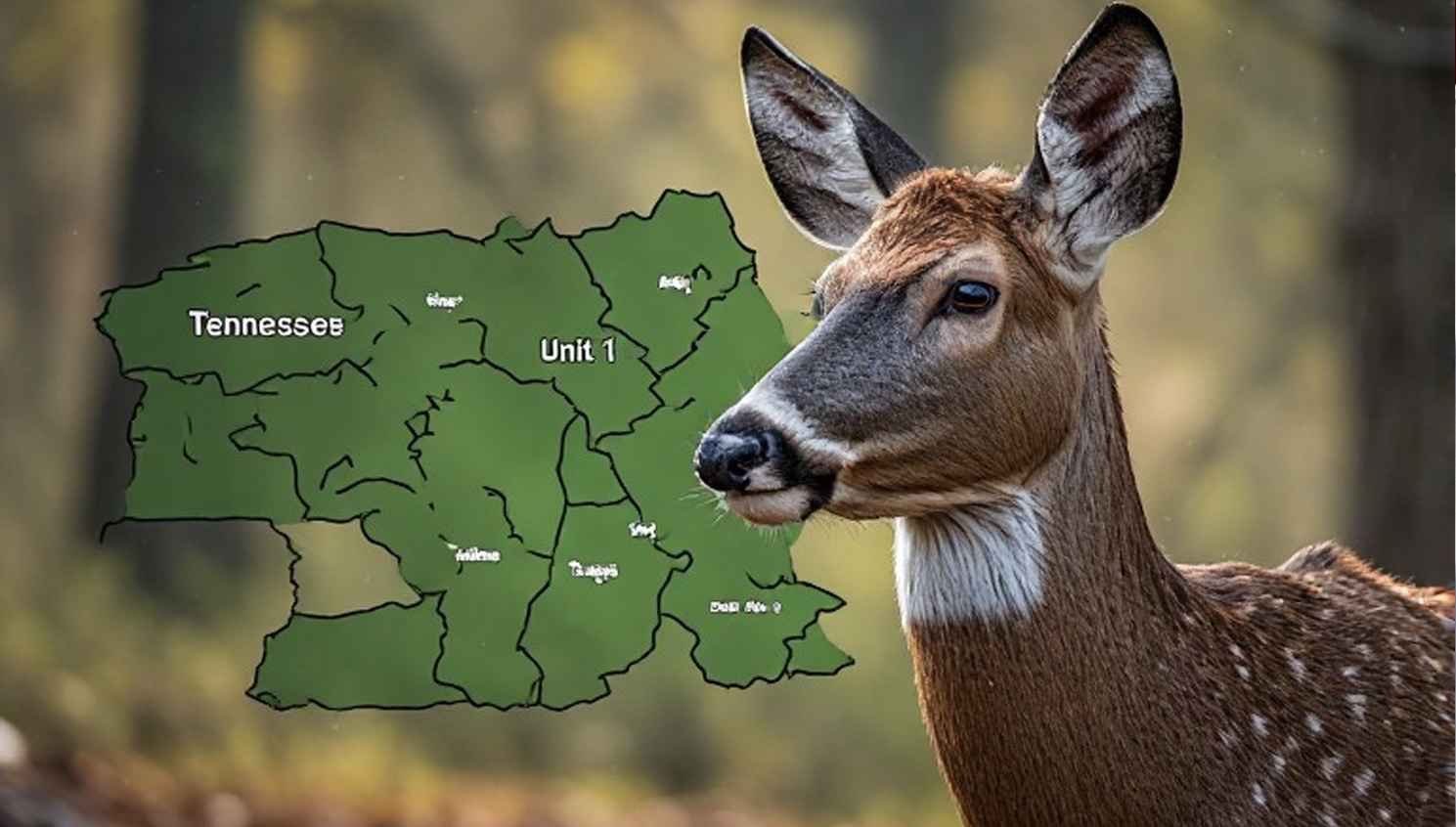 Map of Tennessee deer management units showing Unit 1 highlighted for velvet hunt eligibility