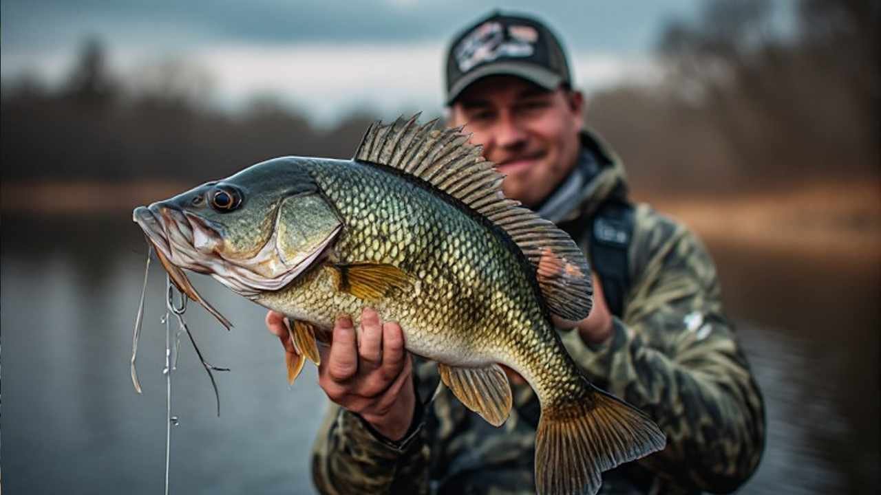 angler holding a slab crappie caught at a fall bridge causeway location