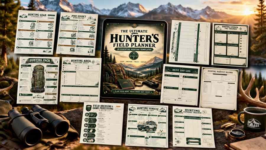 Hunting planner printable pages preview