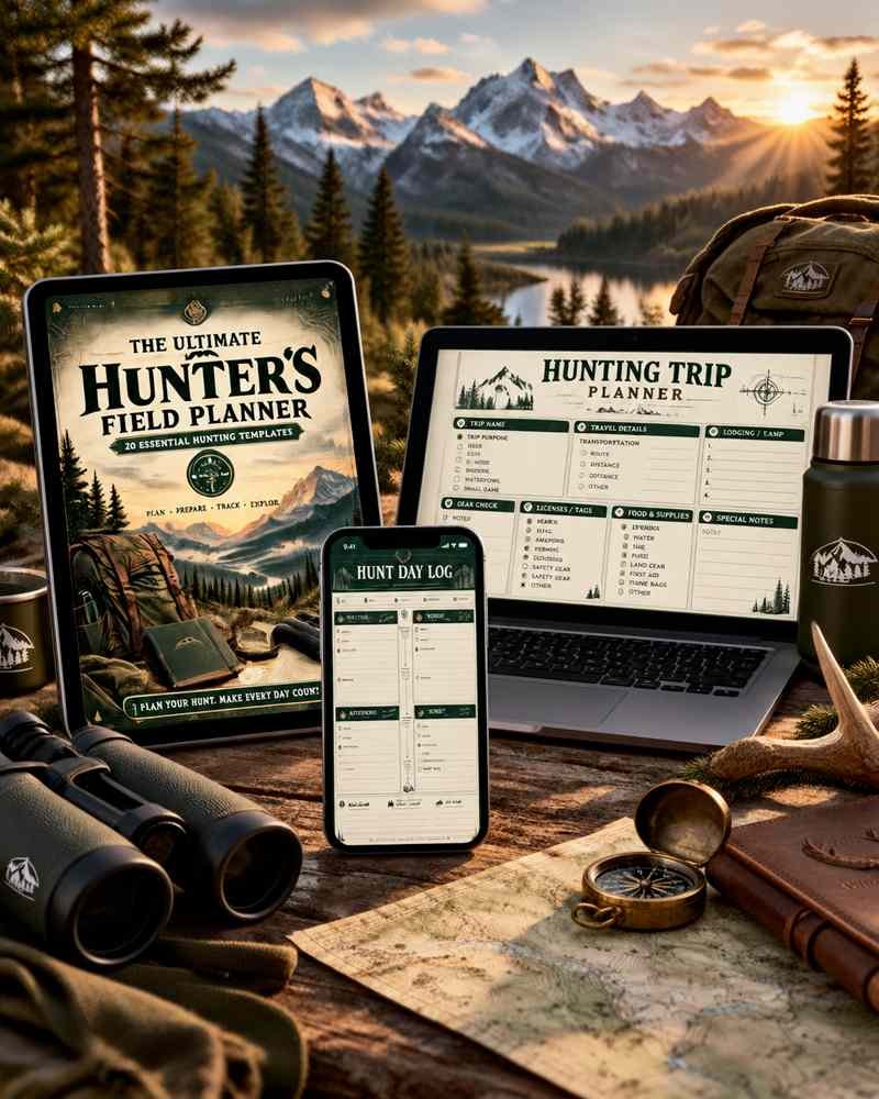 Premium printable hunting planner templates preview