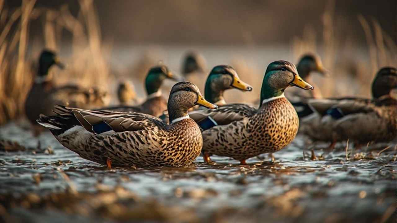 Hunter in a layout blind with decoy spread at sunrise during Oregon duck season in the Willamette Valley
