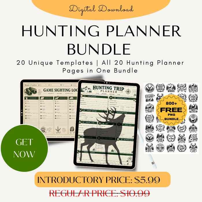 20 unique hunting planner templates