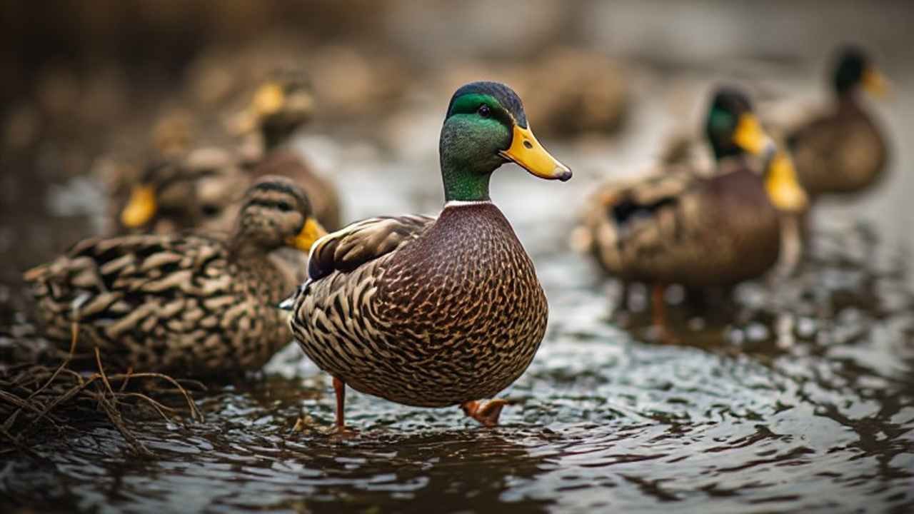 Vermont duck season hunters setting a mallard decoy spread in a Lake Champlain Valley marsh at sunrise