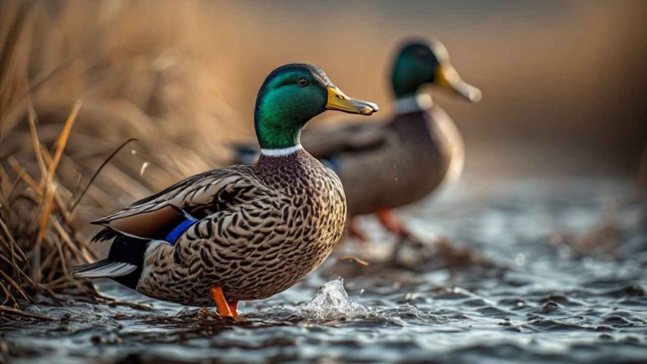 Wyoming duck season hunter setup on a reservoir at sunrise